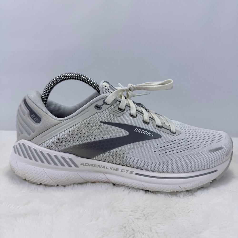 Brooks Adrenaline GTS 22 Womens Running Shoes Size 9.5 White Grey Athletic